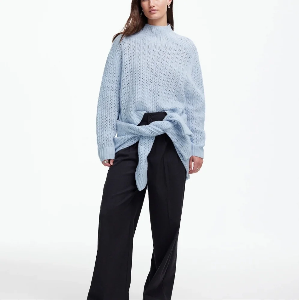 Madewell Pointelle-Stitch Mockneck Sweater - Heather Pale Dawn - Picture 14 of 14